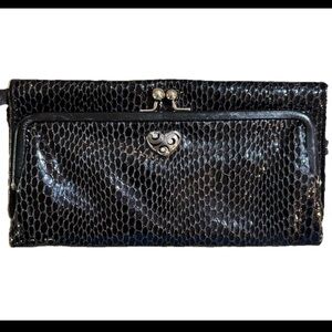 Brighton Black Snakeskin Clutch Wallet